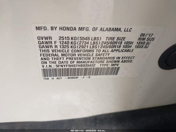 2017 HONDA PILOT EX-L