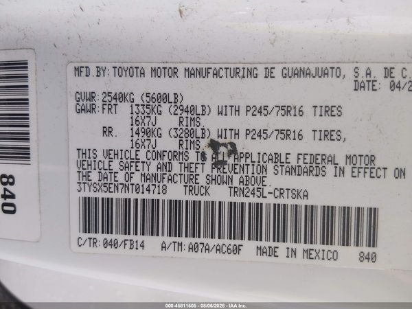 2022 TOYOTA TACOMA SR