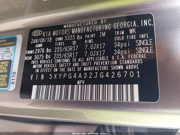 2018 KIA SORENTO 2.4L LX