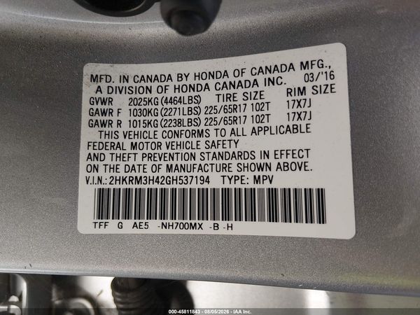 2016 HONDA CR-V SE