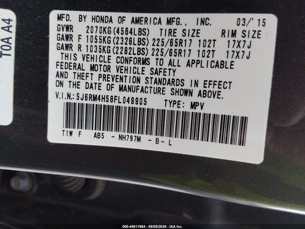 2015 HONDA CR-V EX