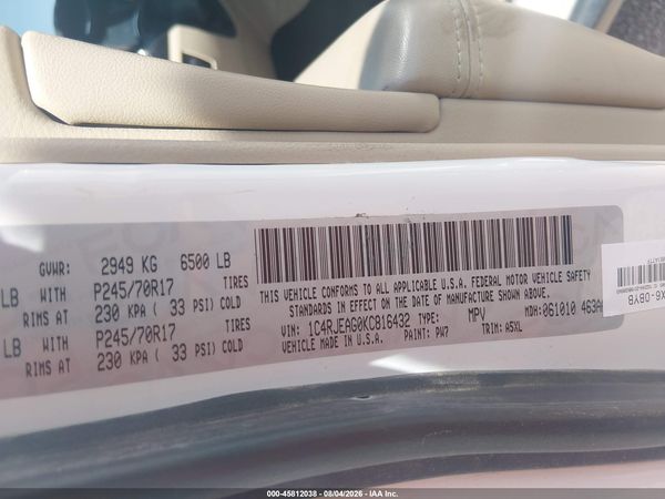 2019 JEEP GRAND CHEROKEE LAREDO E 4X2 — I9