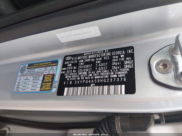 2017 KIA SORENTO 3.3L LX