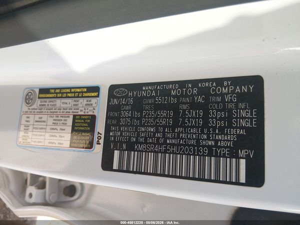 2017 HYUNDAI SANTA FE LIMITED ULTIMATE