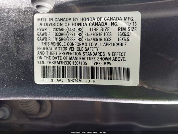 2016 HONDA CR-V LX