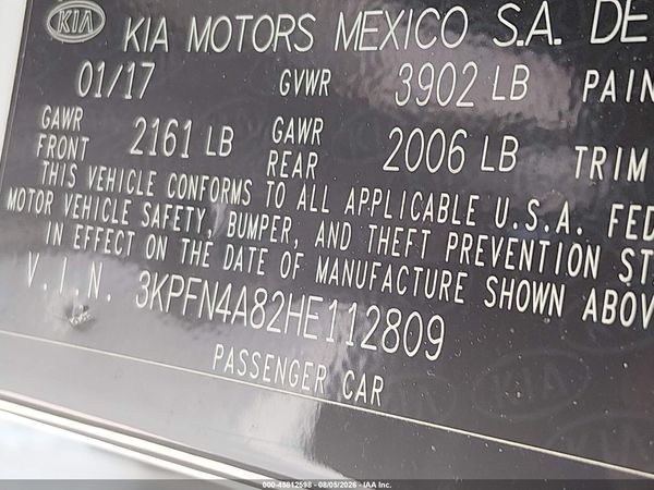 2017 KIA FORTE EX