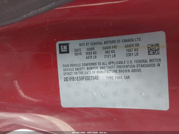 2015 CHEVROLET CAMARO 2LS — I9