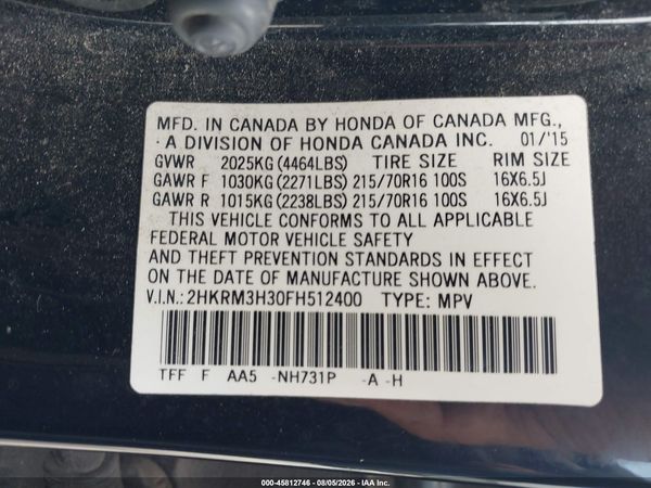 2015 HONDA CR-V LX