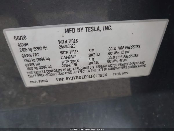 2020 TESLA MODEL Y
