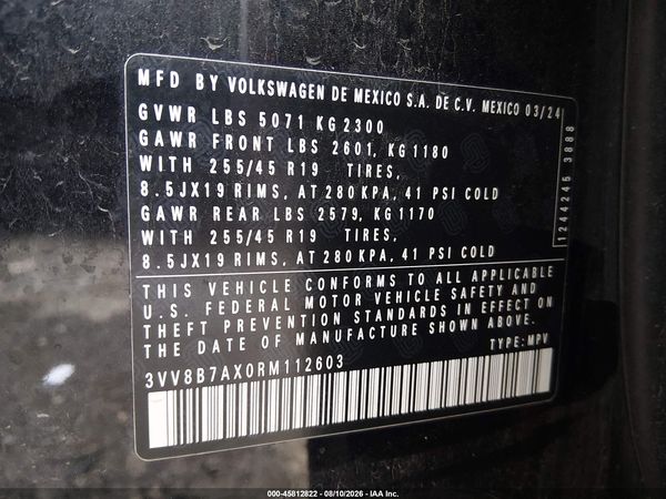 2024 VOLKSWAGEN TIGUAN 2.0T SE R-LINE BLACK — I9
