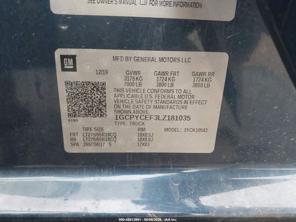 2020 CHEVROLET SILVERADO 1500 — I9