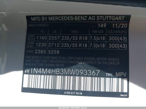 2021 MERCEDES-BENZ GLB 250 4MATIC