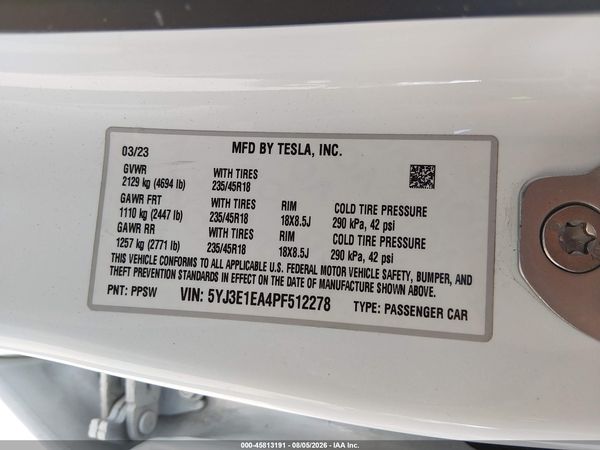 2023 TESLA MODEL 3 REAR-WHEEL DRIVE
