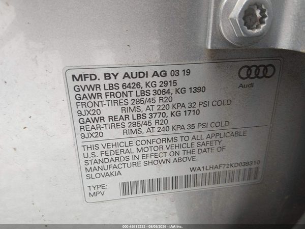 2019 AUDI Q7 45 PREMIUM/45 SE PREMIUM