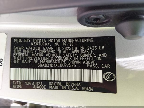 2020 LEXUS ES 350 350 Premium