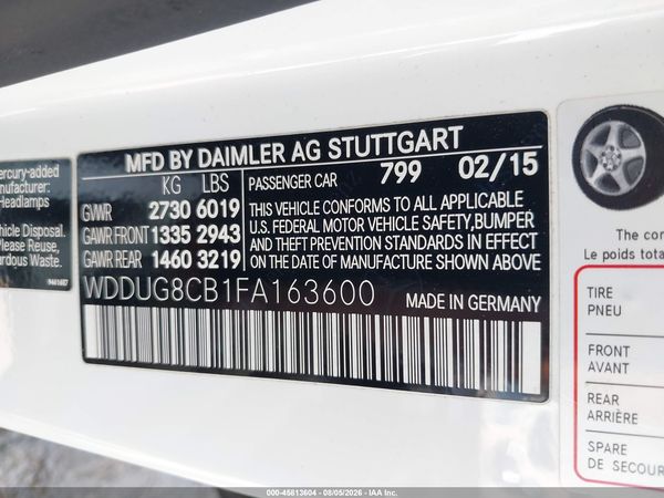 2015 MERCEDES-BENZ S 550 S550