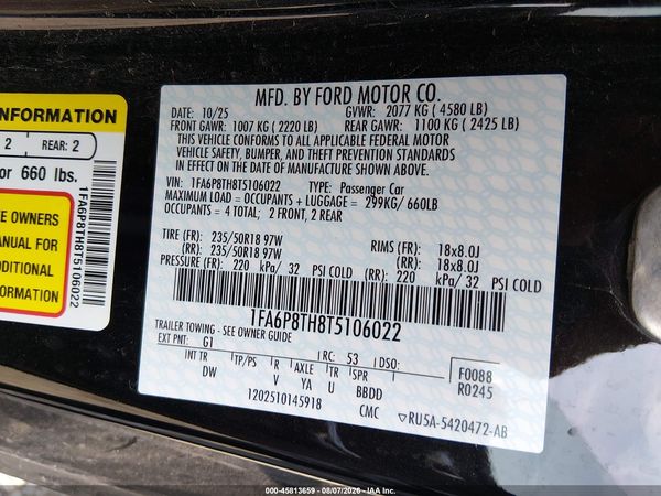 2026 FORD MUSTANG ECOBOOST FASTBACK
