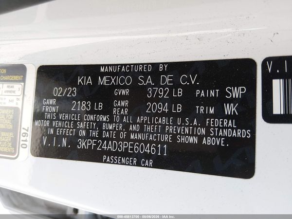 2023 KIA FORTE LXS