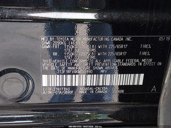 2019 TOYOTA RAV4 LE