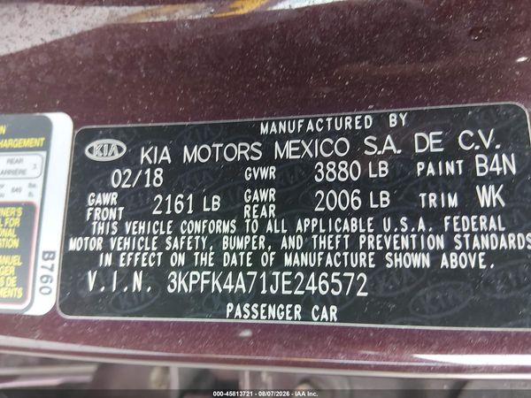 2018 KIA FORTE LX