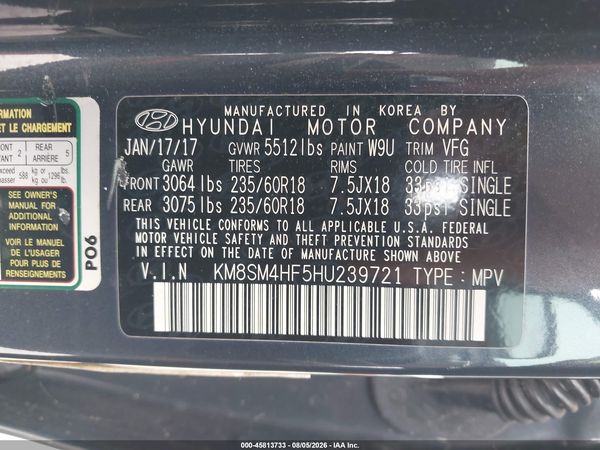 2017 HYUNDAI SANTA FE SE