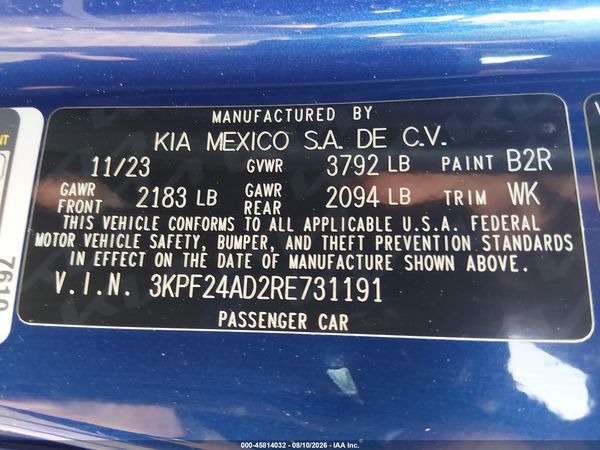 2024 KIA FORTE LXS