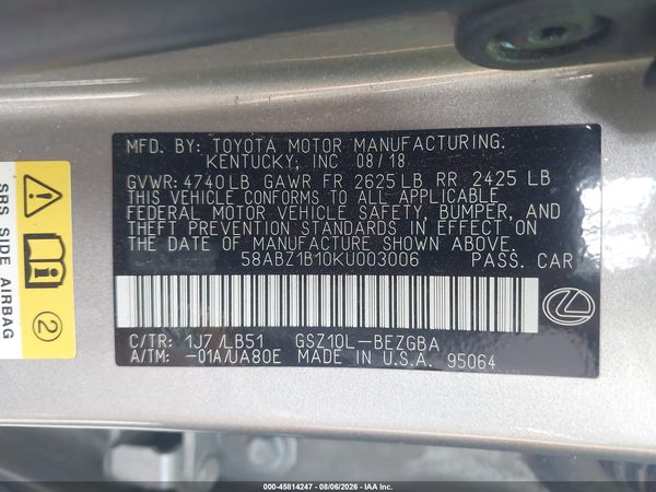 2019 LEXUS ES 350 LUXURY