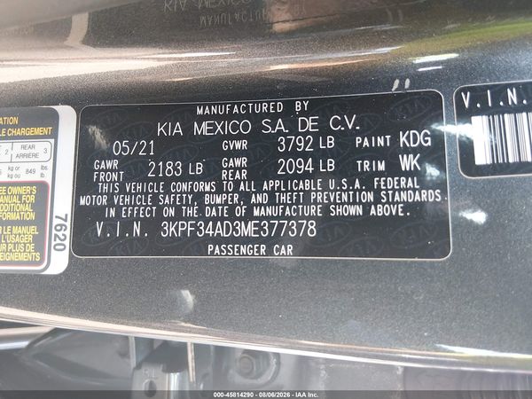 2021 KIA FORTE GT-LINE