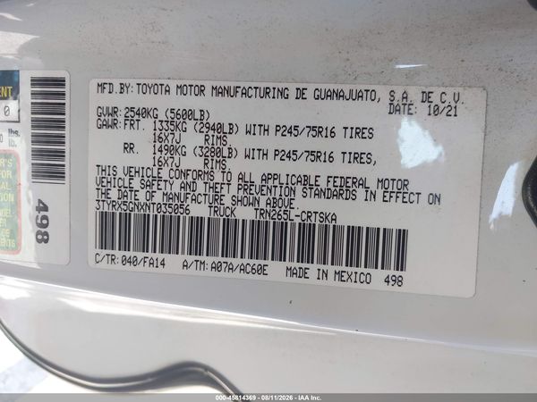 2022 TOYOTA TACOMA SR