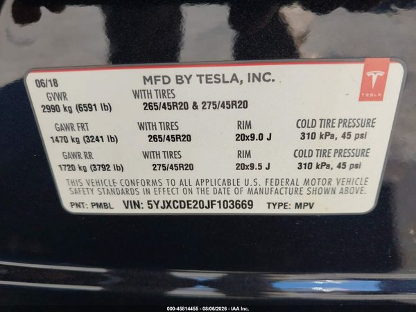 2018 TESLA MODEL X 100D/75D/P100D — I9