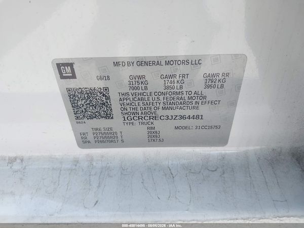 2018 CHEVROLET SILVERADO 1500 1LT — I9