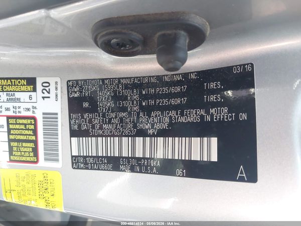 2016 TOYOTA SIENNA XLE PREMIUM 8 PASSENGER