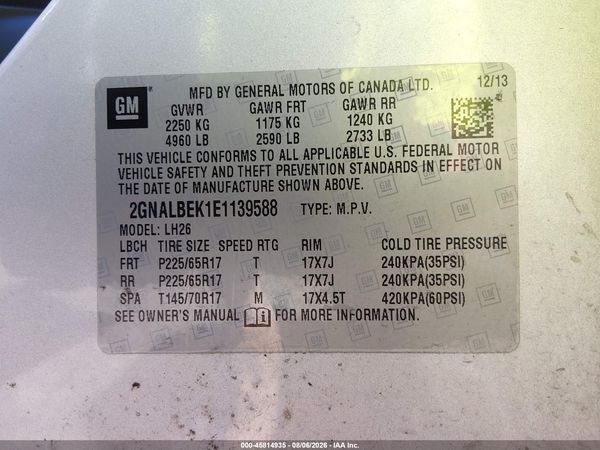 2014 CHEVROLET EQUINOX LT — I9