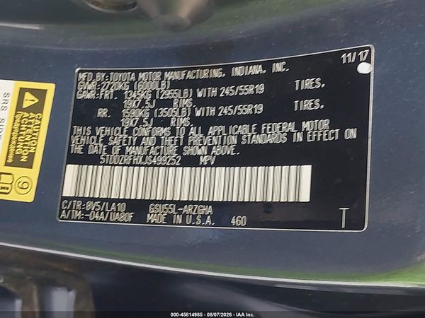 2018 TOYOTA HIGHLANDER LIMITED