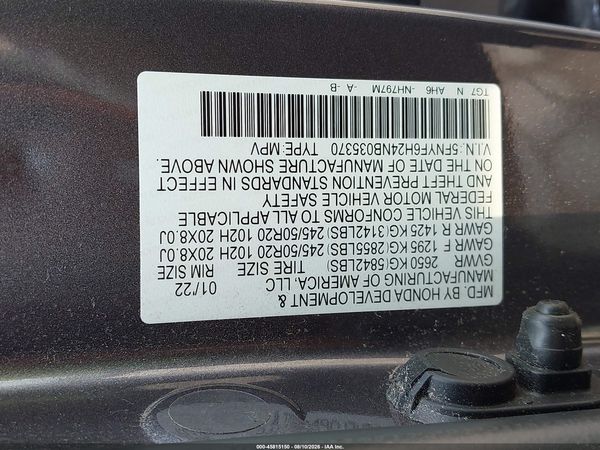 2022 HONDA PILOT AWD SPECIAL EDITION