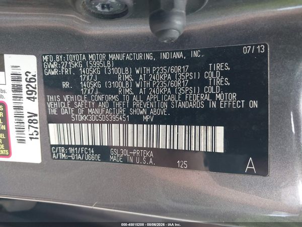 2013 TOYOTA SIENNA