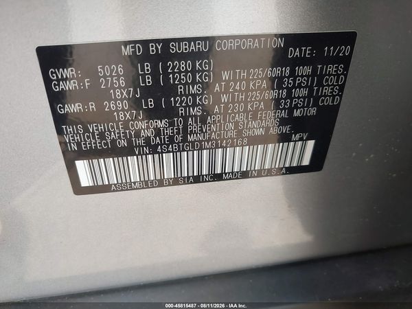 2021 SUBARU OUTBACK ONYX EDITION XT