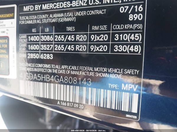 2016 MERCEDES-BENZ GLE 350 4MATIC