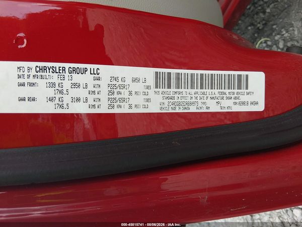 2013 DODGE GRAND CARAVAN SE — I9
