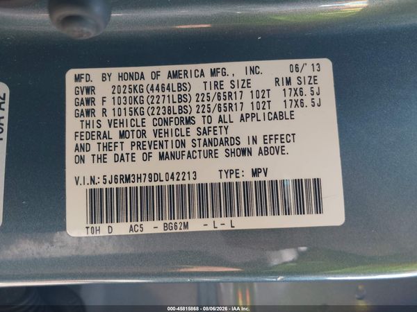 2013 HONDA CR-V EX-L