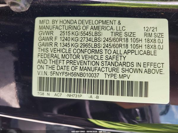 2022 HONDA PILOT 2WD EX-L