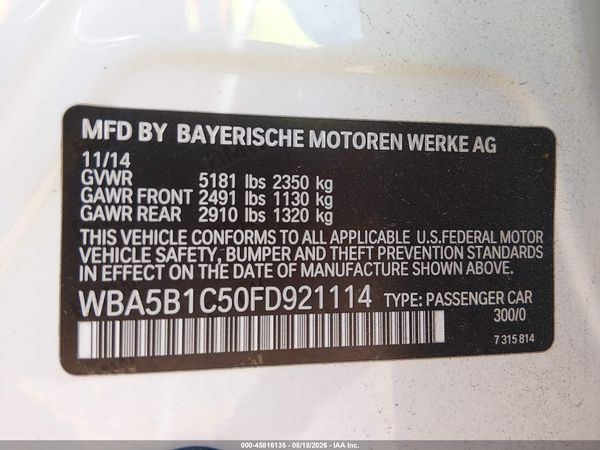 2015 BMW 535I
