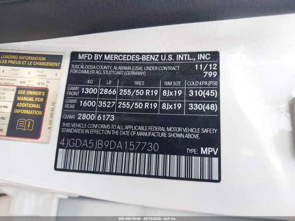 2013 MERCEDES-BENZ ML 350 ML350