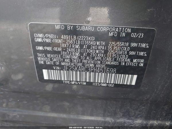 2023 SUBARU FORESTER TOURING — I9