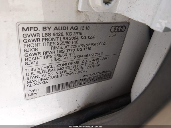 2019 AUDI Q7 45 PREMIUM/45 SE PREMIUM