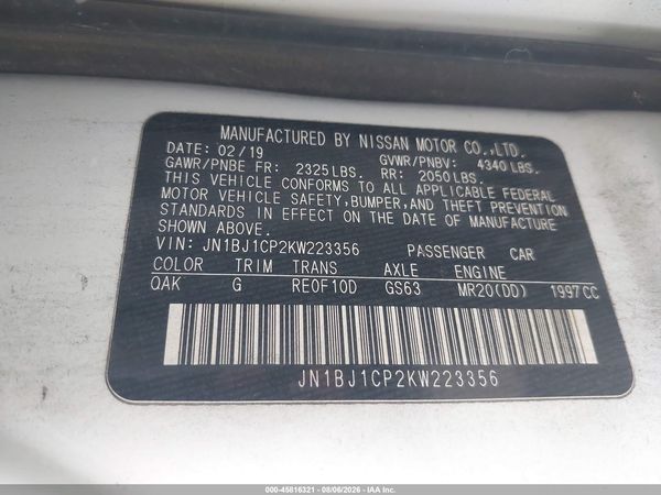 2019 NISSAN ROGUE SPORT S