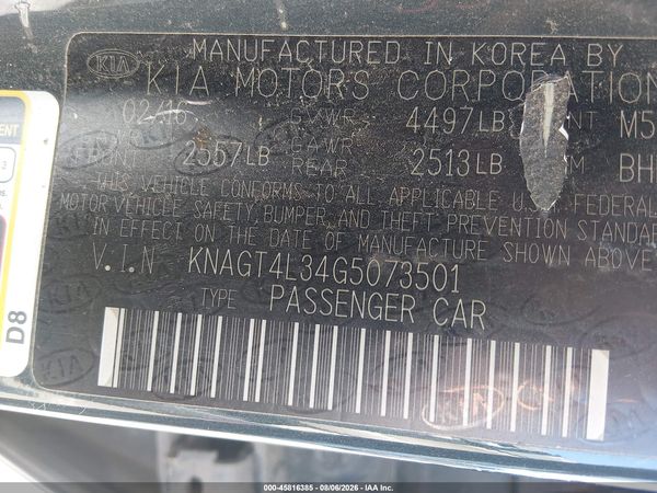 2016 KIA OPTIMA LX