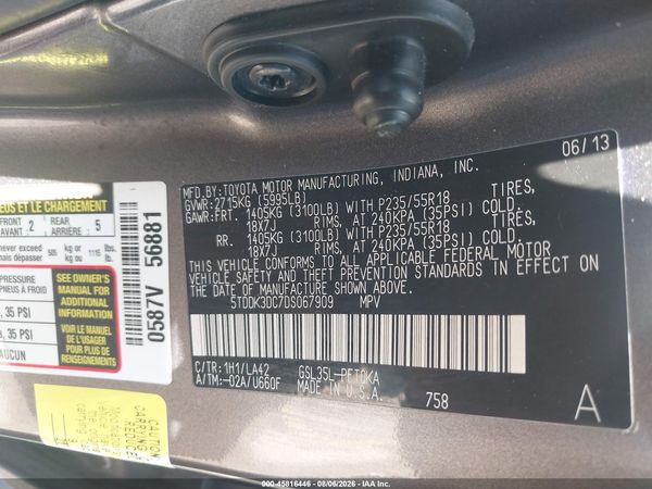 2013 TOYOTA SIENNA LIMITED 7 PASSENGER — I9