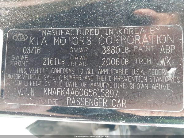 2016 KIA FORTE LX