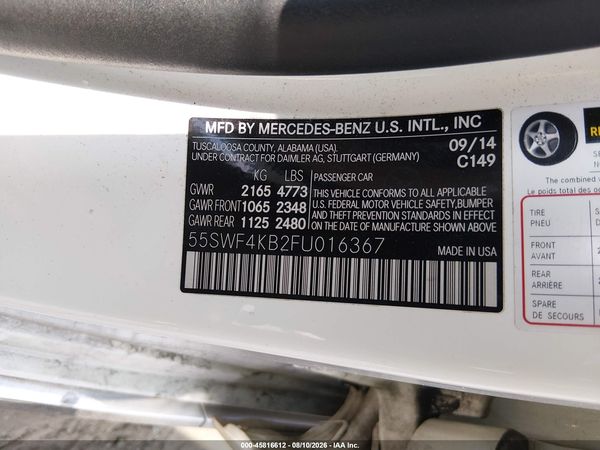 2015 MERCEDES-BENZ C 300 4MATIC